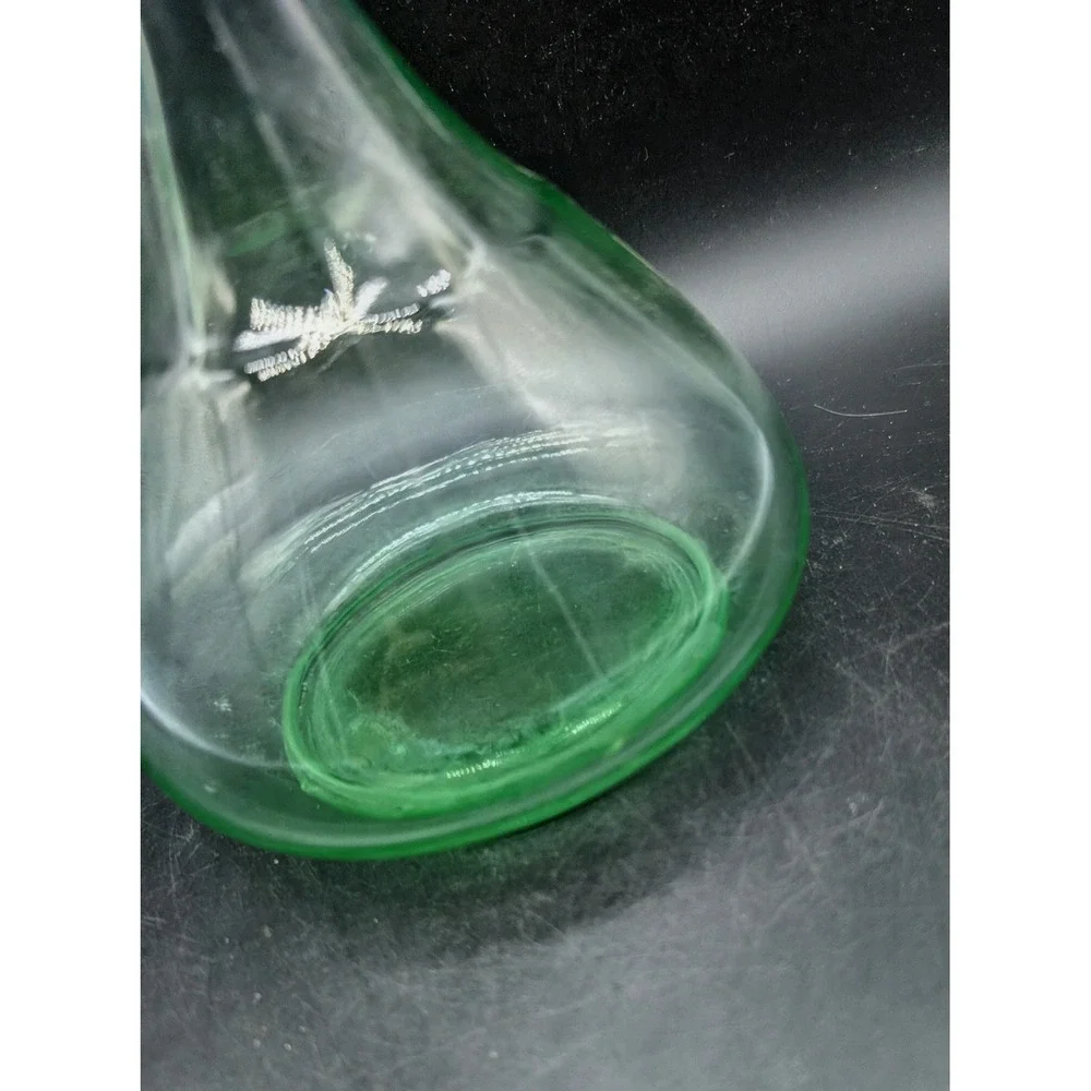 Vintage Green Glass Decanter Bell Shape Panel Optic Ribbed with Stopper MCM